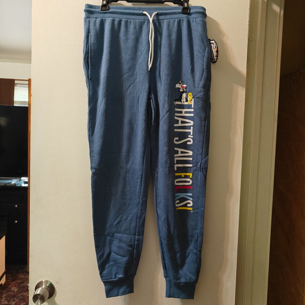 Women's WB Looney Tunes blue sweatpants. Size large. Brand new with tags.